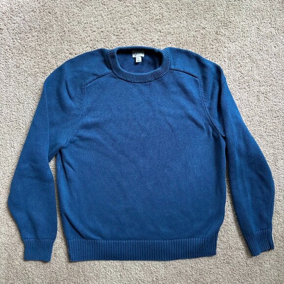 J Crew Sweater Mens Large Crewneck Pullover Long Sleeve Blue Knit - Picture 1 of 11